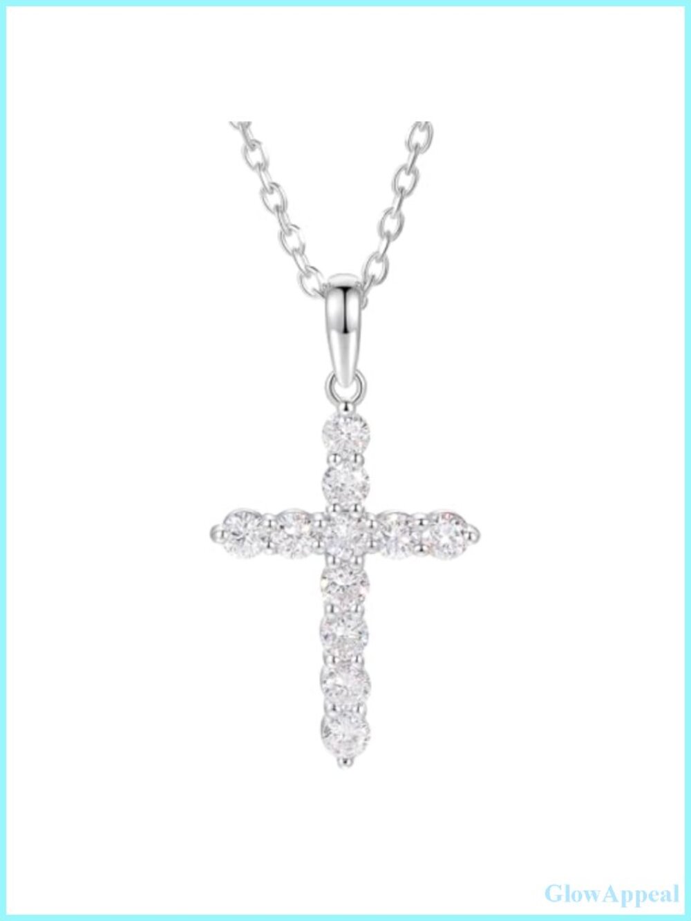 4/5 Carat Lab Grown Diamond Cross Pendant Necklace Sterling Silver 18K Gold